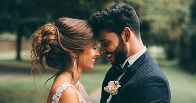 A couple on their wedding day